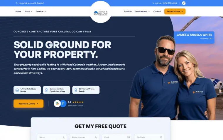Example contractor website built with TradeSite
